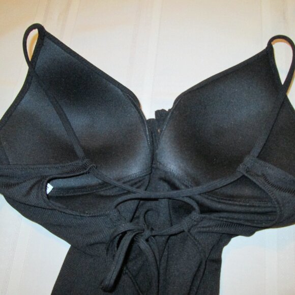 Bar III Ribbed Lace-Back Swimsuit Black NWT Sz XL - Picture 11 of 11
